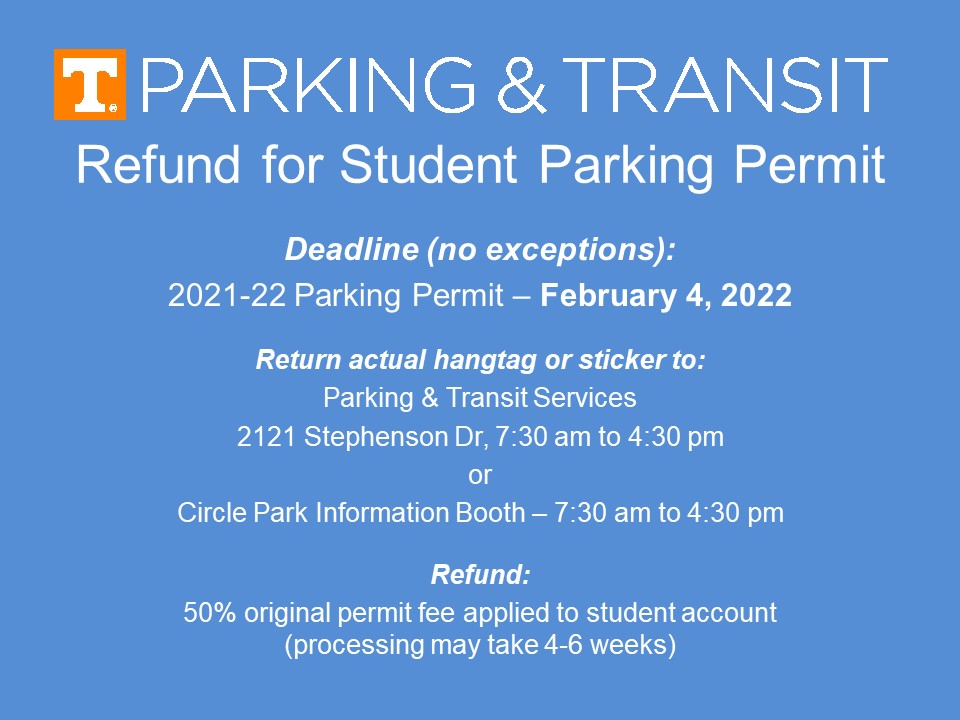 Parking Permit Refunds for graduates and students leaving UT Parking