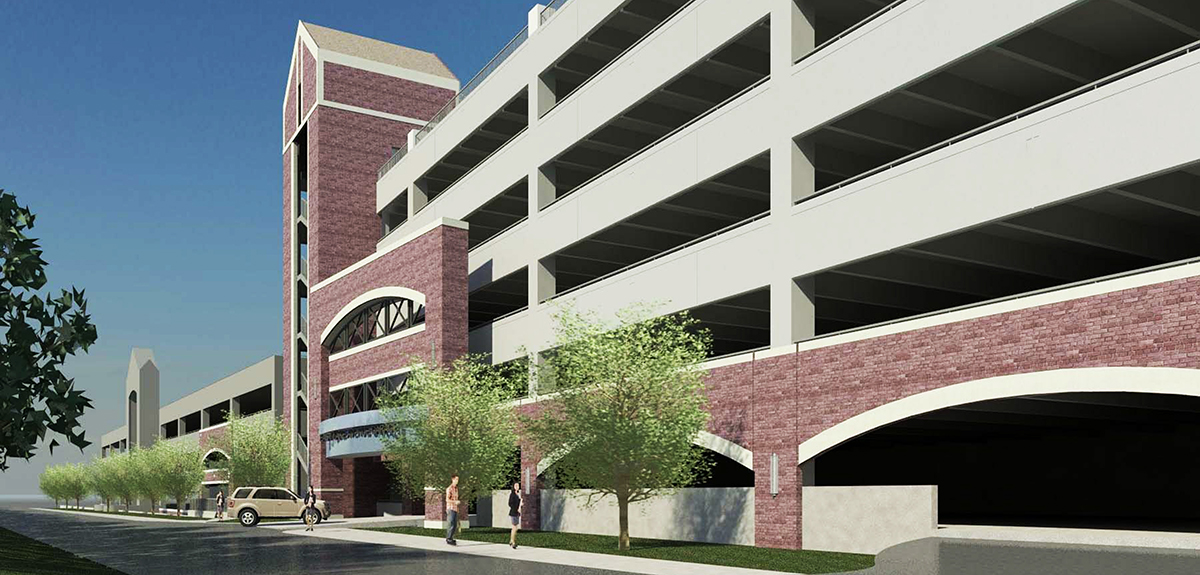 Artist rendering of the new Lake Avenue garage from Terrace Avenue