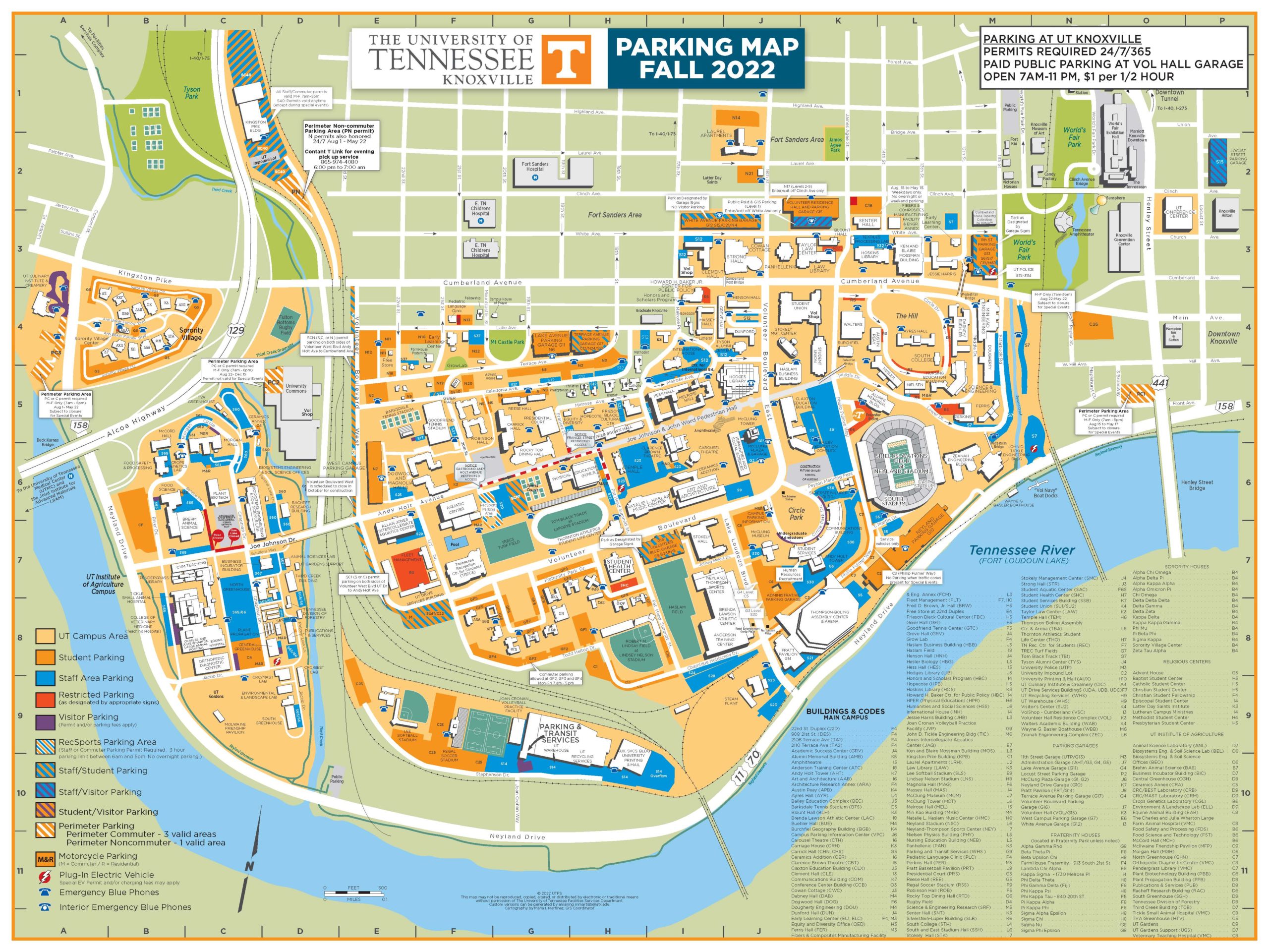 UT Campus Parking Map Fall 2022