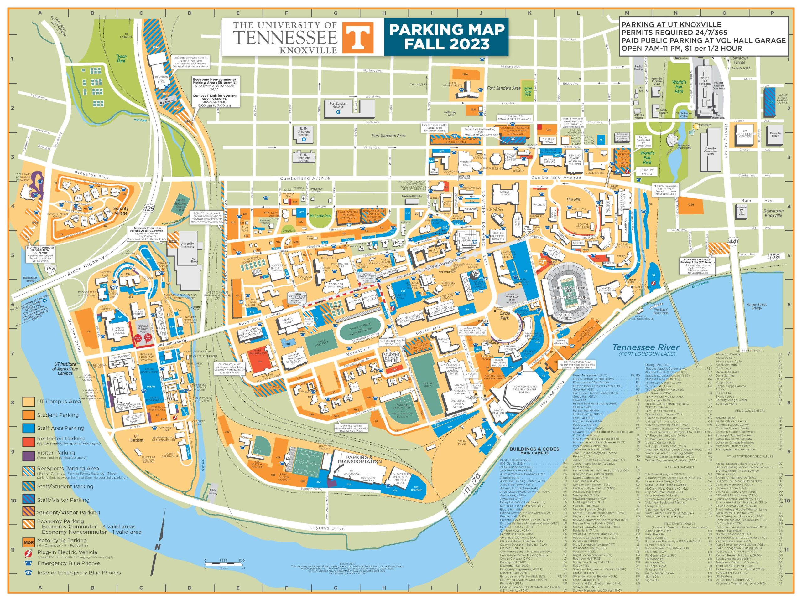 UT Campus Parking Map Fall 2023